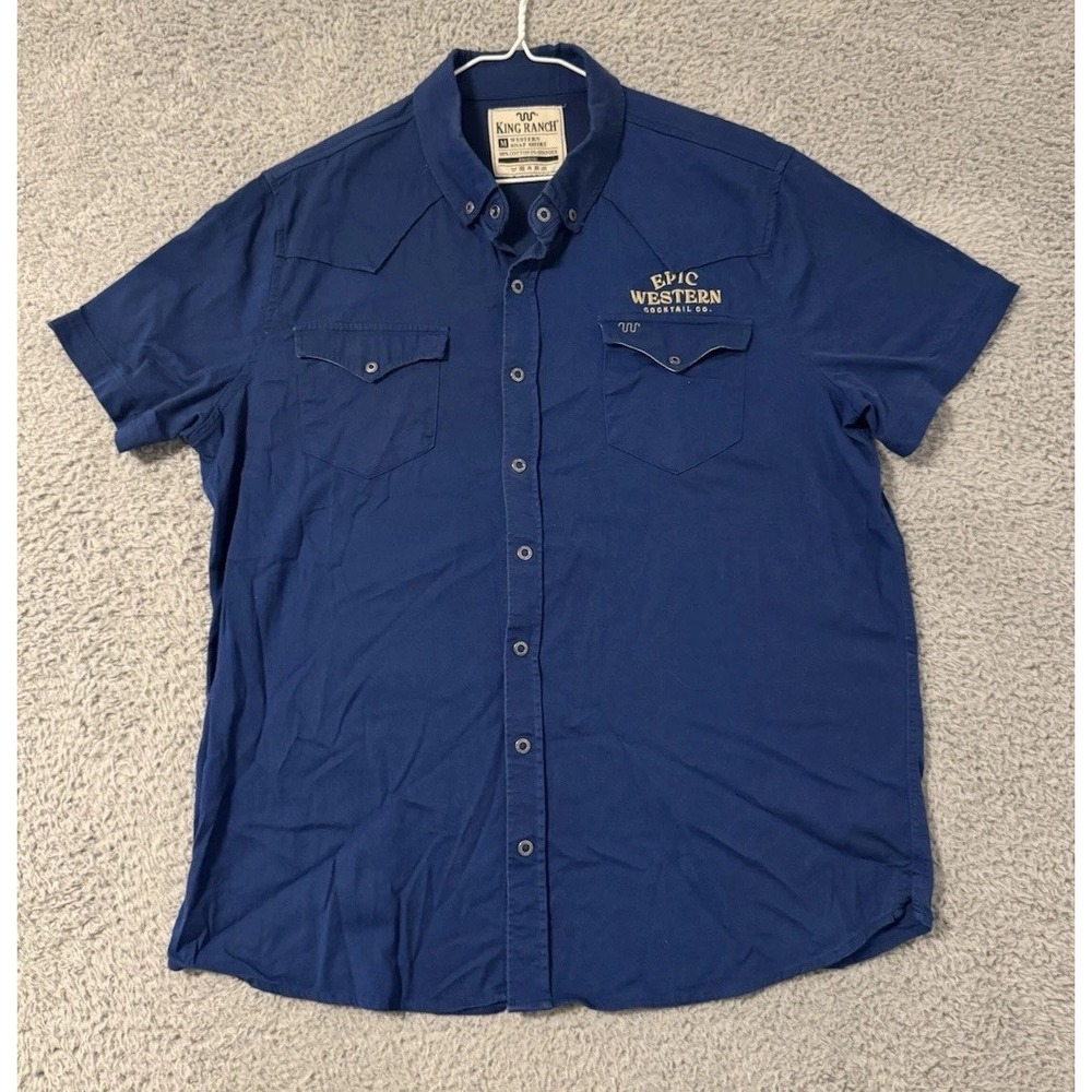 King Ranch Western‎ Snap Shirt Size Medium Blue Short Sleeve